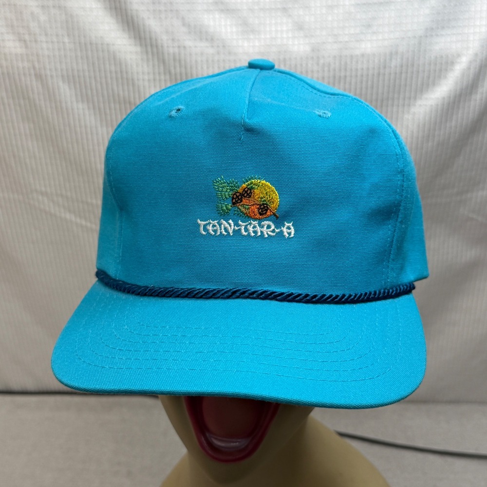 Texace Hat Mens OSFM Blue Tan-Tar-A Resort Vintage Rope Leather Strapback Cap